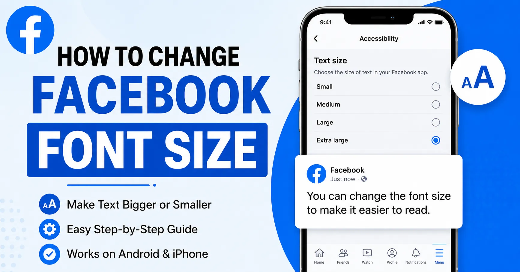 how to change facebook font size